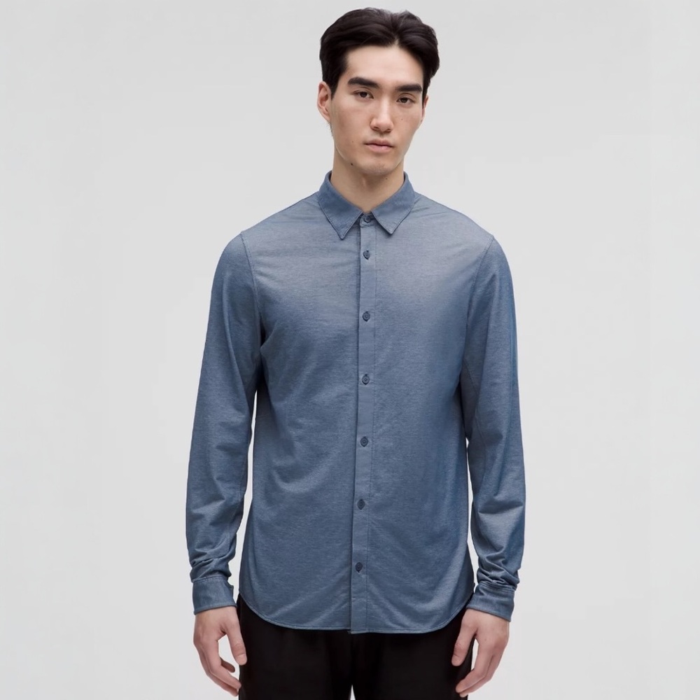 Lululemon Men’s Commission Long Sleeve Shirt in Mineral Blue Size XL Like-New